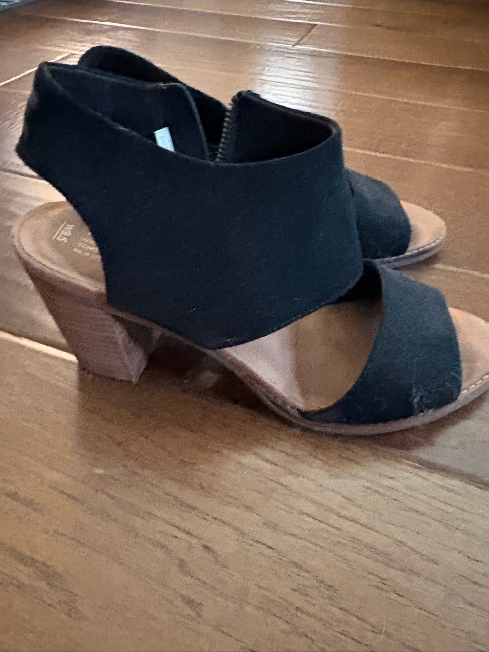 Toms Black Open-Side Block Heel Sandals